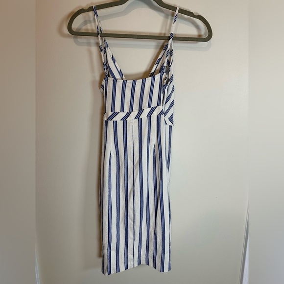 BCBG linen dress wrap adjustable sleeve stripe xs - Picture 4 of 5